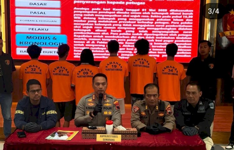 Polrestabes Semarang tetapkan 6 tersangka bentrokan demonstrasi May Day 1 Mei lalu di Semarang (Dok. Polrestabes Semarang)