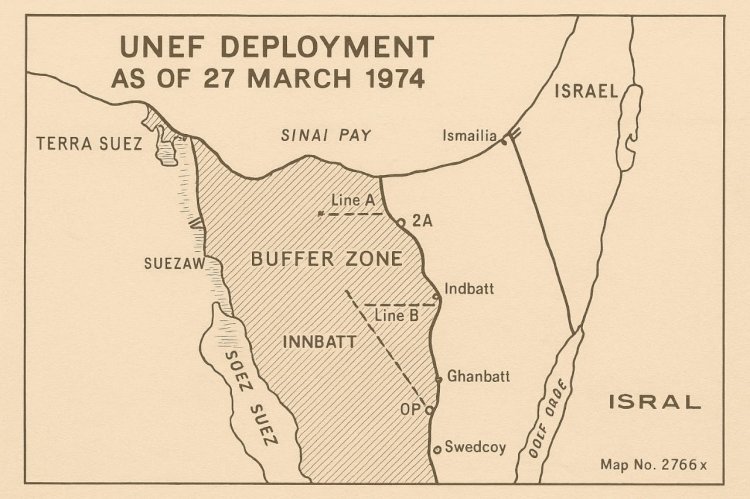 Posisi Kontingen Pasukan Perdamaian UNEF Pada 27 Maret 1974 Sebagai Gambaran Sezaman Saat Kontingen Garuda VIII Bertugas Di Mesir. Istimewa